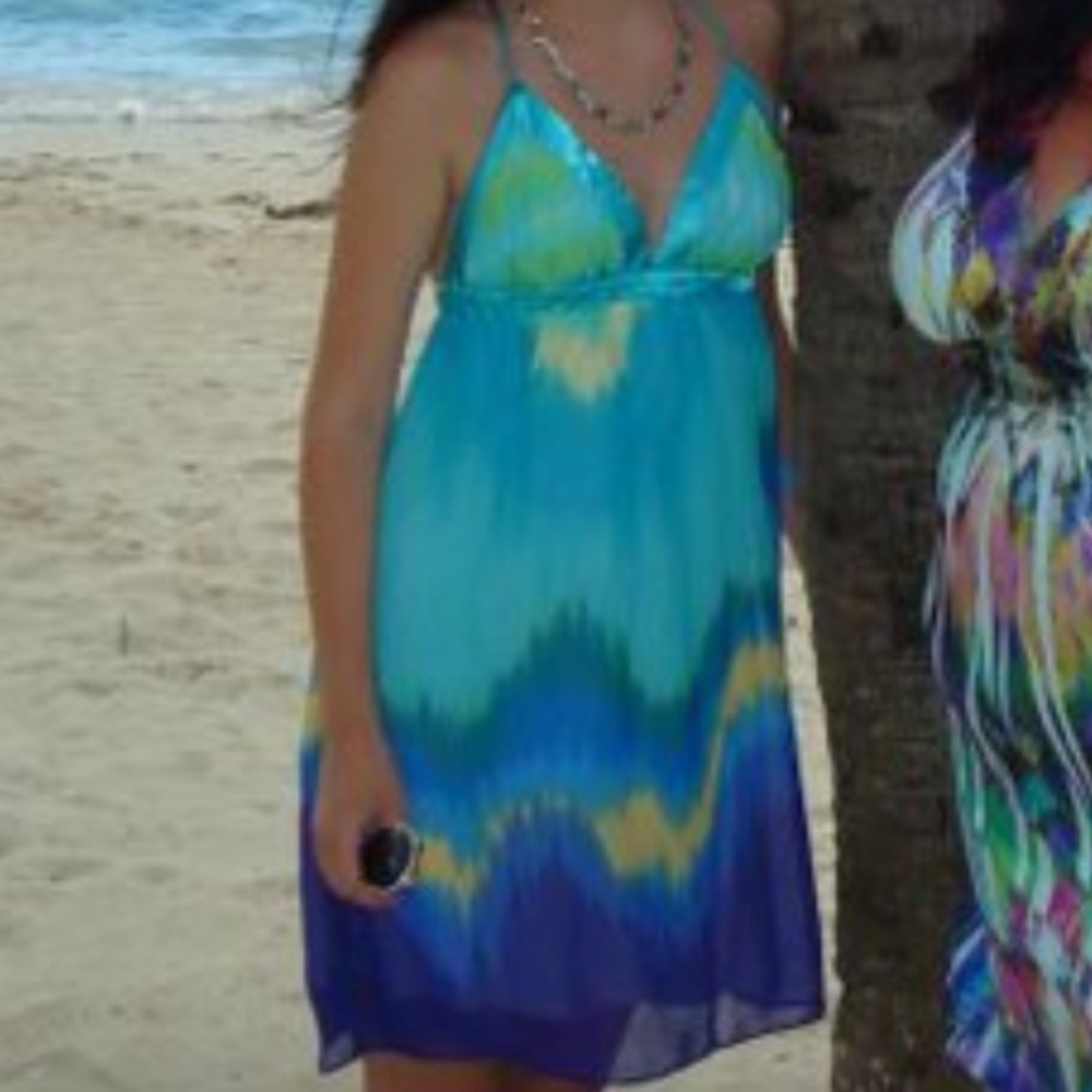 GORGEOUS Tropical tie die dress with open back